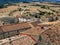 Typical Catalan rural views of the medieval village of  L`Ametlla de Segarra Spain, aerial view. Tiled roofs of ancient stone