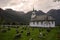 Typical christianity church with cemetery in Norway