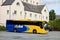 The typical coach of the CityLink transportation company operating in Scotland and the Isle of Skye parked during the pause for a