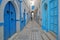 Typical cobbled and narrow street  inside the historical medina of Kairouan