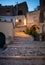 Typical cobbled stairs in a side street alleyway iin the Sassi di Matera