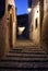 Typical cobbled stairs in a side street alleyway iin the Sassi di Matera