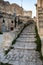 Typical cobbled stairs in a side street alleyway iin the Sassi di Matera