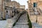 Typical cobbled stairs in a side street alleyway iin the Sassi di Matera