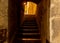 Typical cobbled stairs in a side street alleyway iin the Sassi di Matera a historic district in the city of Matera