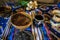 Typical colored Mayan plate and glasses on a typical table