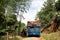 Typical colorful chicken bus near El Jardin, Antioquia, Colombia, South America