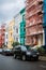 Typical colorful and pastel restored Victorian British houses of Notting Hill district