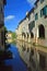 Typical colourful arcaded buildings, Italy