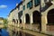 Typical colourful arcaded  buildings Treviso Italy