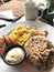 Typical Costa Rica breakfast with Eggs Rice Beans Plantains