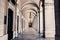 typical covered walkway, the portico of placa do comercio, lisbon