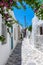 Typical cycladic alley in the village of Parikia Paros island