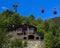 Typical dark brick Andorra house in the Pyrenees Mountains