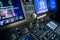 A typical dashboard panel in the cockpit of a private jet plane aircraft.