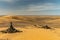 Typical desert landscape in the Atlas of the Sahara desert in Morocco