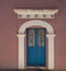 The typical door of the colorful house of Linosa, Sicily