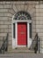 Typical Dublin front door painted in red