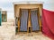 Typical Dutch Beach with Cabins for Things in Katwijk, the Netherlands