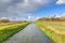 Typical Dutch flat polder landscape