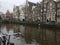 Typical Dutch houses along the canal side in Utrecht, The Netherlands