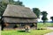 Typical dutch thatched barn and garden