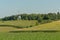 Typical flemish ardennes farmscape with historic windmill