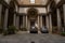 Typical Florence architectural panorama of a palazzo with open ceiling and rectangular arcade