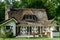 Typical french countryside house with thatch roof