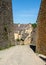 Typical French townscape with ancient housest and cobblestone street in the traditional town Beynac-et-Cazenac,