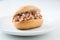 Typical German Friesland cuisine is north sea brown shrimp bun as fast regional snack