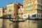 Typical gondola on the Grand Canal in Venice at sunset