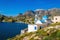 Typical Greek blue dome of church, Kalymnos, Greece