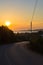 Typical greek coastal road at sunset in Sithonia