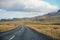 The typical  highway and landscape of Iceland, view of the exotic landscape of this amazing country