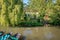 Typical house with a boat pier in the Marais Poitevin France