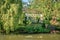 Typical house with a boat pier in the Marais Poitevin France