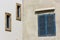 Typical houses with blue windows in Essaouira, Morocco