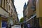 Typical houses of Luxembourg in the center centre, old town of Luxembourg City, with people drinking in bars and walking on the