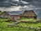 Typical huts in brana Mumian, Somiedo Natural Park, Asturias, Spain