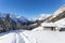 Typical huts in Valtellina - Italy - Panoramic winter view