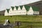 Typical Iceland houses with green roof in landscape