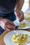 Typical Istrian pasta Fuzi with black truffles