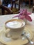 Typical italian cappuccino in elegant coffee shop