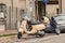Typical Italian Vespa scooter parked in a street
