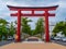 Typical Japanese Red Gate in the Streets of Kamakura called Torii Gate - TOKYO, JAPAN - JUNE 12, 2018
