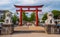 Typical Japanese Red Gate in the Streets of Kamakura called Torii Gate - TOKYO, JAPAN - JUNE 12, 2018