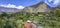 Typical landscape of isolated village in Mafate, tropical countryside, Reunion island, AurÃ©re, France.