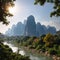 Typical landscape in Yangshuo Guilin, China made with Generative AI