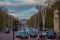 Typical London taxis in front of Buckingham Palace at sunset